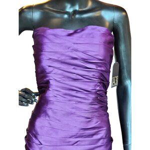 Purple Ruched Fringe Hem Party Dress - JS Collections